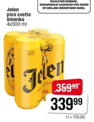 Jelen pivo svetlo limenka 4x500 ml