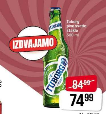 Tuborg pivo svetlo staklo
