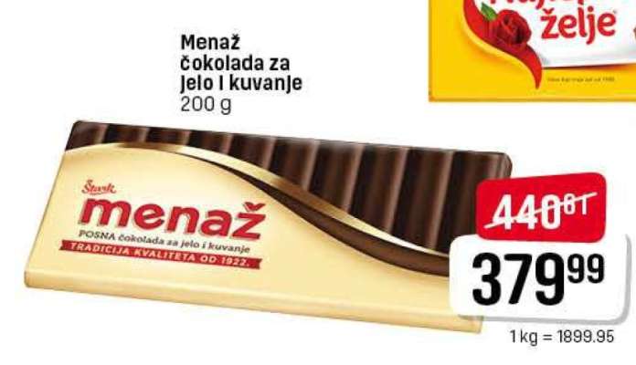 Menaž čokolada za jelo i kuvanje