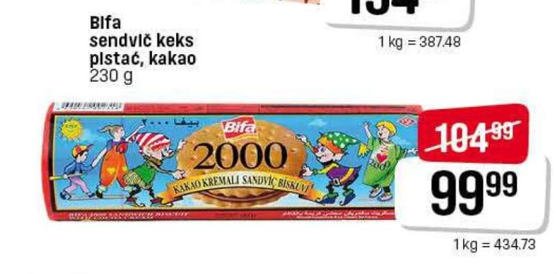 Bifa sendvič keks pistać, kakao