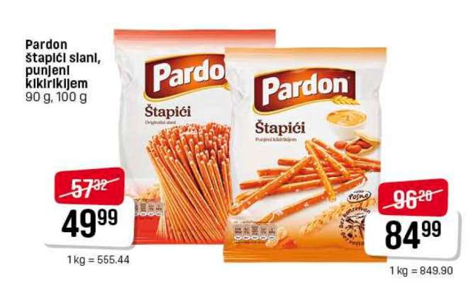 Pardon štapići slani, punjeni kikirikijem