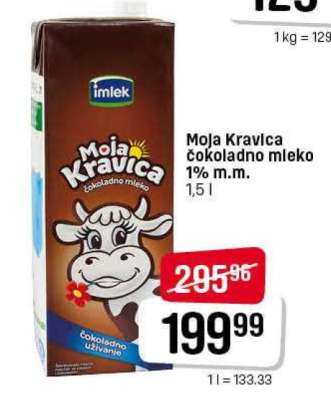 Moja Kravica čokoladno mleko 1% m.m.