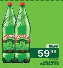 VODA GAZIRANA KNJAZ MILOŠ 1,75L