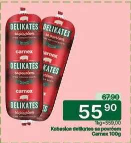 Kobasica delikates sa povrćem Carnex 100g