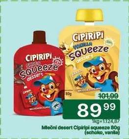 Mlečni desert Cipiripi squeeze 80g