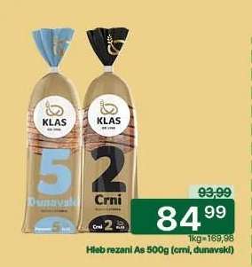 Hleb rezani Aš 500g (crni, dunavski)