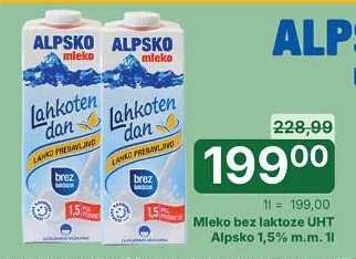 Mleko bez laktoze UHT Alpsko 1,5% m.m. 1l