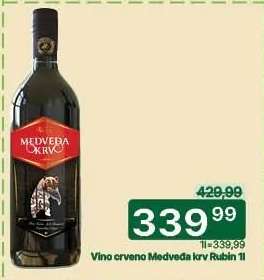 Vino crveno Medveđa krv Rubin 1l