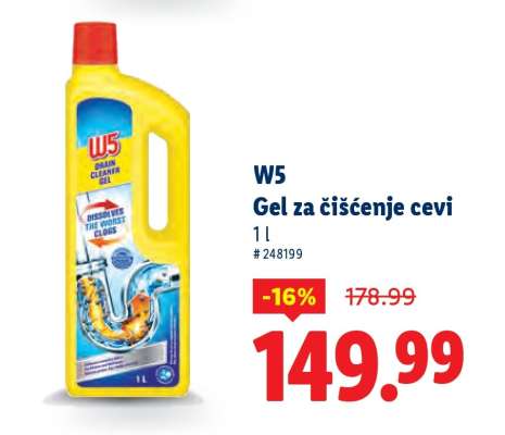 W5 Gel za čišćenje cevi