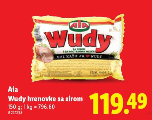 Aia Wudy hrenovke sa sirom