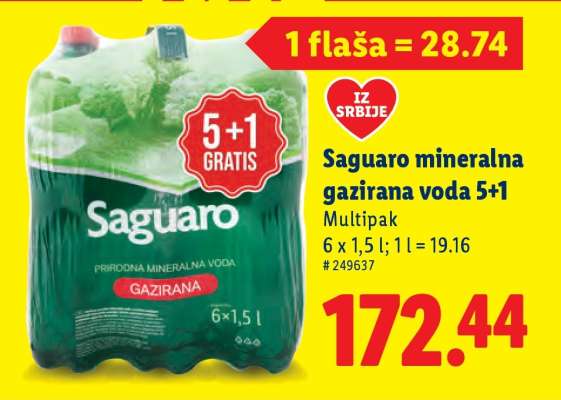 Saguaro mineralna gazirana voda 5+1