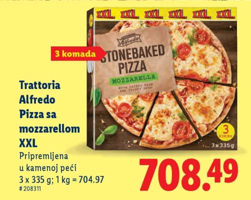 Trattoria Alfredo Pizza sa mozzarellom XXL