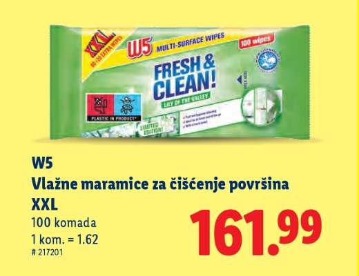 W5 Vlažne maramice za čišćenje površina XXL