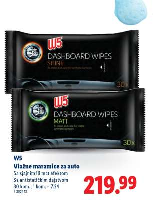 W5 Vlažne maramice za auto