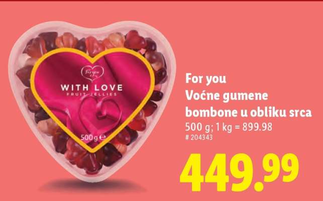 For you Voćne gumene bombone u obliku srca