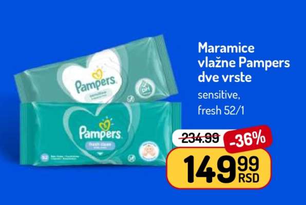 Maramice vlažne Pampers dve vrste