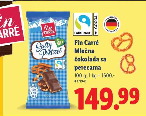 Fin Carré Mlečna čokolada sa perecama