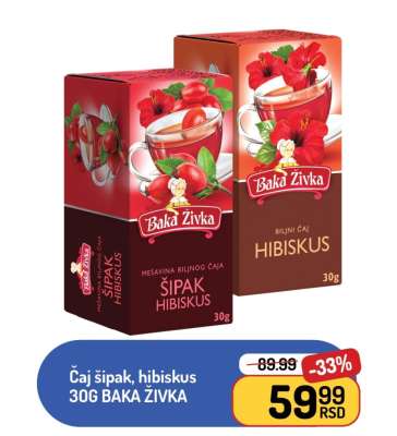 Čaj šipak, hibiskus 30G BAKA ŽIVKA
