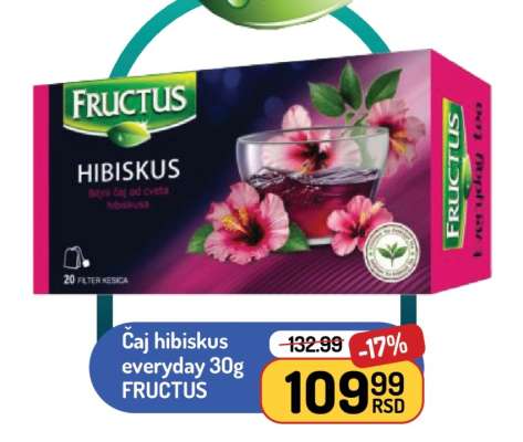 Čaj hibiskus everyday 30g FRUCTUS