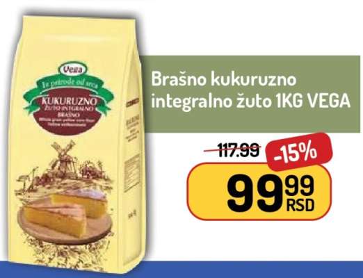 Brašno kukuruzno integralno žuto 1KG VEGA