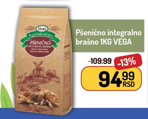 Pšenično integralno brašno 1KG VEGA