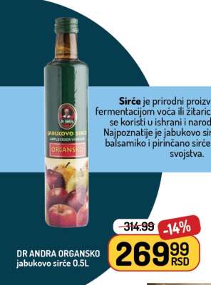 DR ANDRA ORGANSKO jabukovo sirće 0.5L