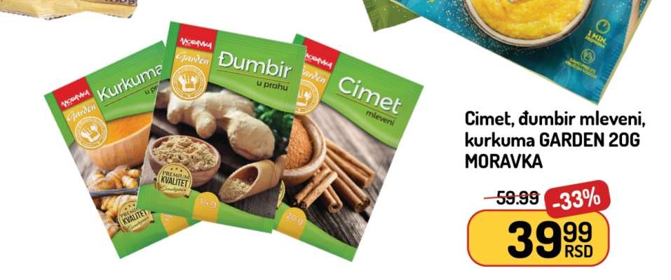 Cimet, đumbir mleveni, kurkuma GARDEN 20G MORAVKA