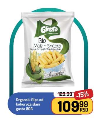Organski flips od kukuruza slani gusto 80G