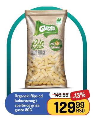 Organski flips od kukuruznog i speltinog griza gusto 80G