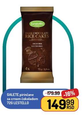 GALETE pirinčane sa crnom čokoladom 72G LESTELLO