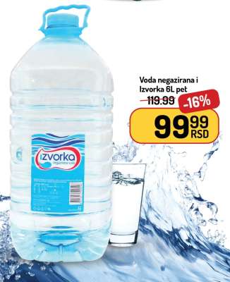 Voda negazirana i Izvorka 6L pet