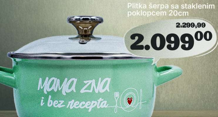 Plitka šerpa sa staklenim poklopcem 20cm