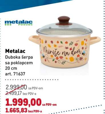 Metalac Duboka šerpa sa poklopcem 20 cm