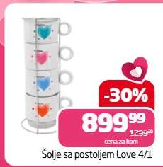 Šolje sa postoljem Love 4/1