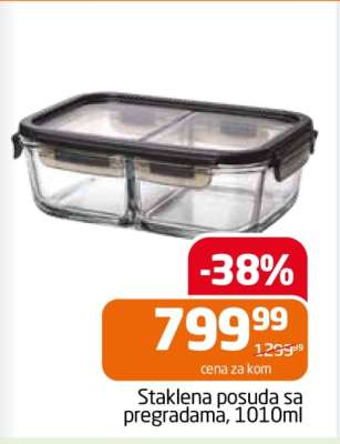 Staklena posuda sa pregradama, 1010ml