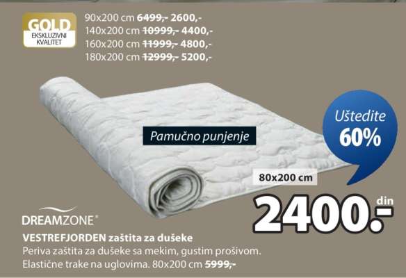 DREAMZONE VESTREFJORDEN zaštita za dušeke