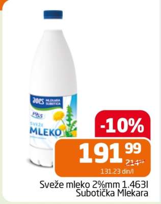 Sveže mleko 2%mm 1.463l Subotička mlekara