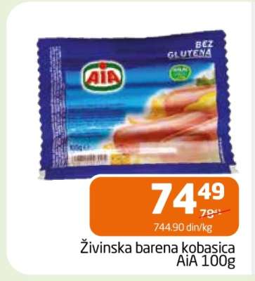 Živinska barena kobasica AIA,100g