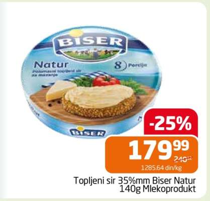 Topljeni sir 35%mm Biser Natur