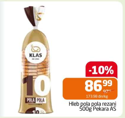 Hleb pola pola rezani 500g Pekara AS