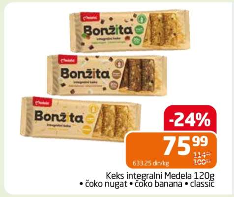 Bonžita Keks integralni Medela 120g