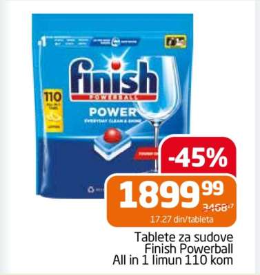 Tablete za sudove Finish Powerball All in 1 limun 110 kom