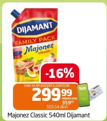 Majonez Classic 540ml Dijamant