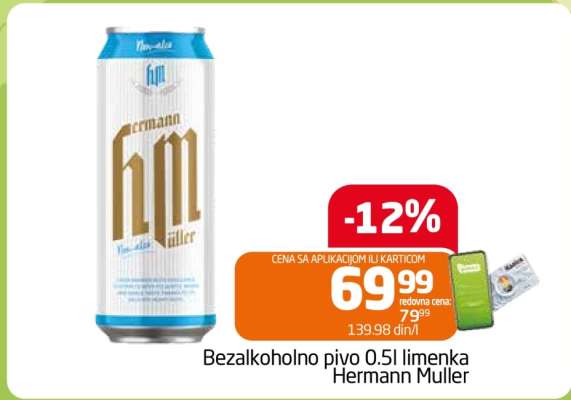 Bezalkoholno pivo 0.5l limenka Hermann Muller