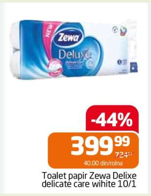 Toalet papir Zewa Deluxe delicate care white 10/1