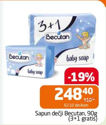 Sapun dečji Becutan, 90g (3+1 gratis)