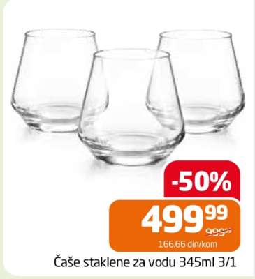 Čaše staklene za vodu 345ml 3/1