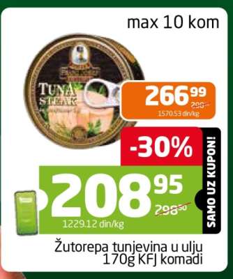 Žutorepa tunjevina u ulju 170g KFJ komadi