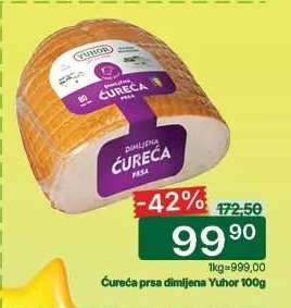 Ćureća prsa dimljena Yuhor 100g