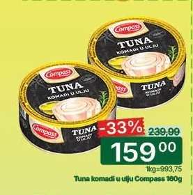 TUNA KOMADI u ulju Compass 160g